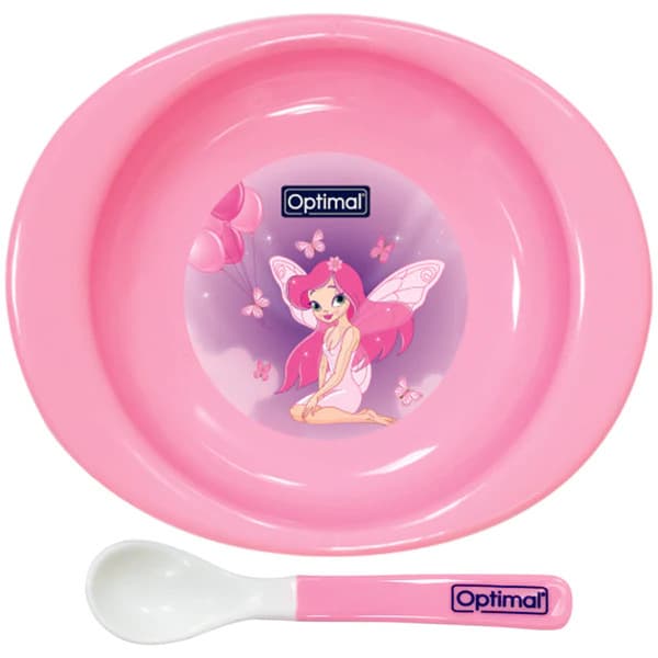 OPTIMAL OPB-1010 FEEDING PLATE WITH SILICONE TIP SPOON 4+