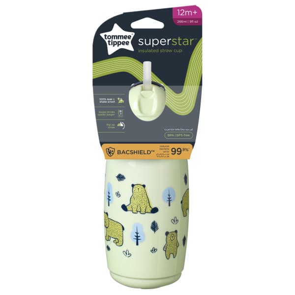 Tommee Tippee- 447802- Super Star Insulated Straw Cup 266ML 12+