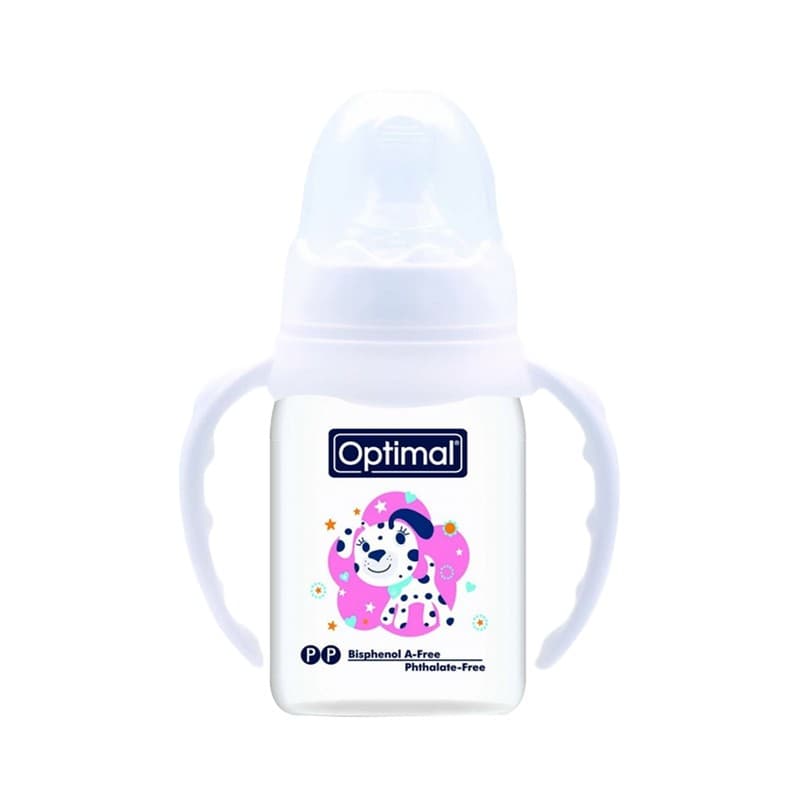 OPTIMAL OPB-1021 NARROW NECK ORTHODONTIC FEEDING BOTTLE WITH HANDLE 140ML 0+