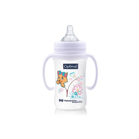 OPTIMAL OPB-1033 WIDE NECK FEEDING BOTTLE WITH HANDLE 6+(240ML)