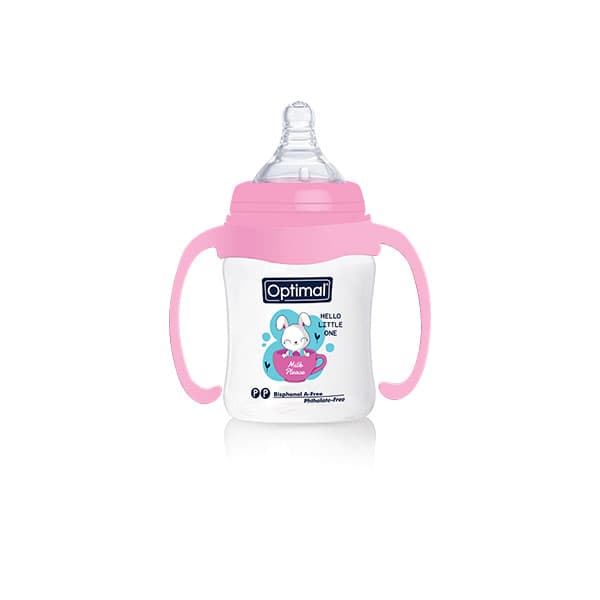 OPTIMAL OPB-1035 WIDE NECK FEEDING BOTTLE WITH HANDLE 0+(180ml)