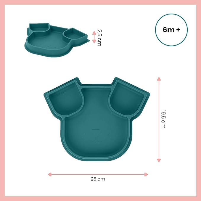 Babymoov-088843 ISY Baby Plate, Silicone, Suction Toddler Plates Divided