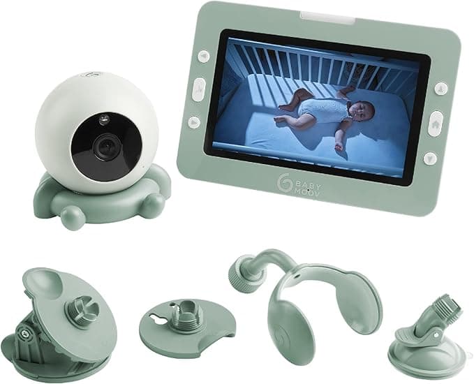Babymoov-108486 YOO Go+ Baby Monitor with Camera and Night Vision, 5" screen, Zoom, Rechargable, Wireless, Support Pack, Talkback, Lullabies