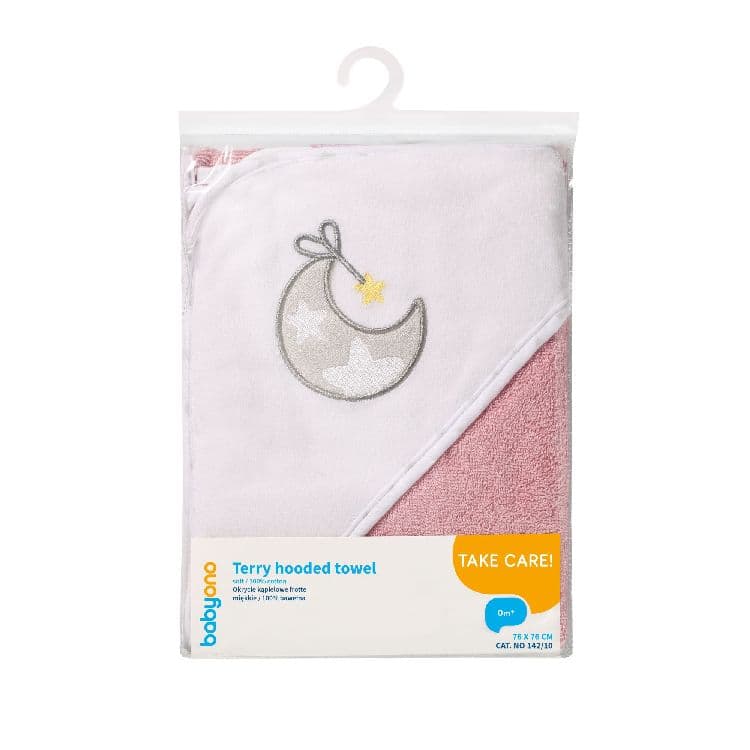 BABYONO-109577 Bamboo hooded Towel Pink 100x100 cm