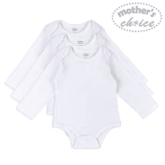 Mother's Choice-102113 Baby Bodysuit Long Sleeve white