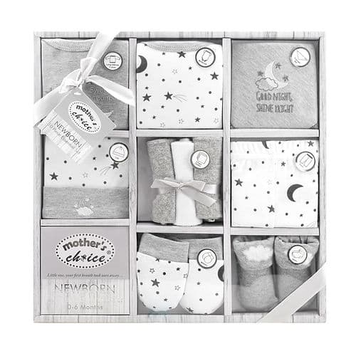 Mother's Choice Newborn Gift Box Essential Set Moon Grey 10PCS