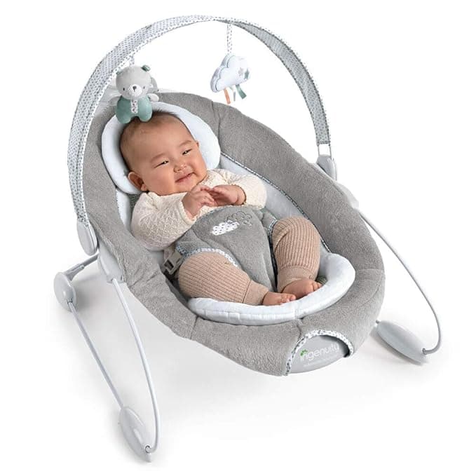 Ingenuity-083198 SmartBounce Automatic Baby Bouncer Seat with White Noise, Music, Toy Bar & 2 Plush Infant Toys, 0-6 Months Up to 20 lbs (Pemberton)