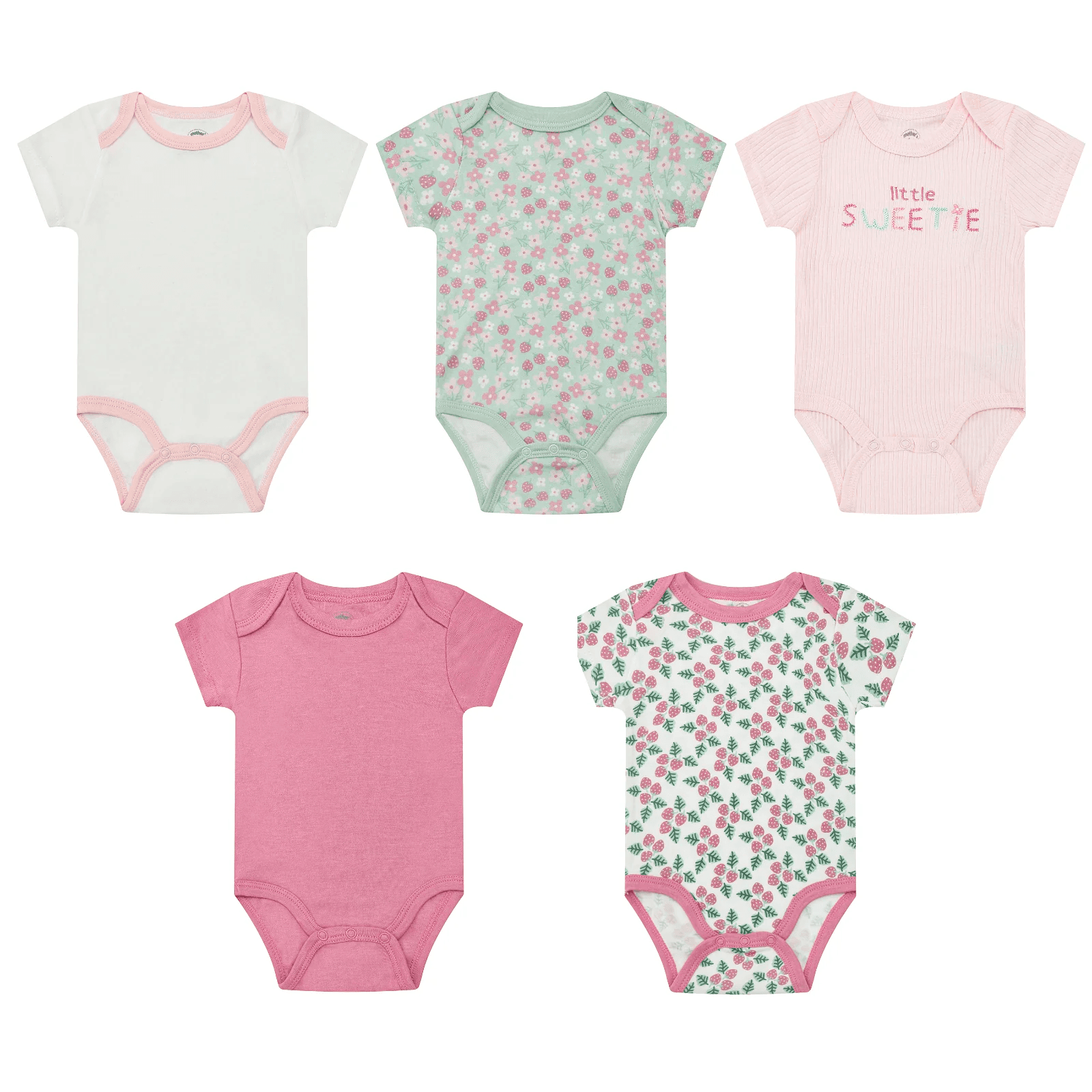 MOTHER'S CHOICE-110652 5-Pc Pure Cotton Short-Sleeved Baby Bodysuit (Little Sweetie)