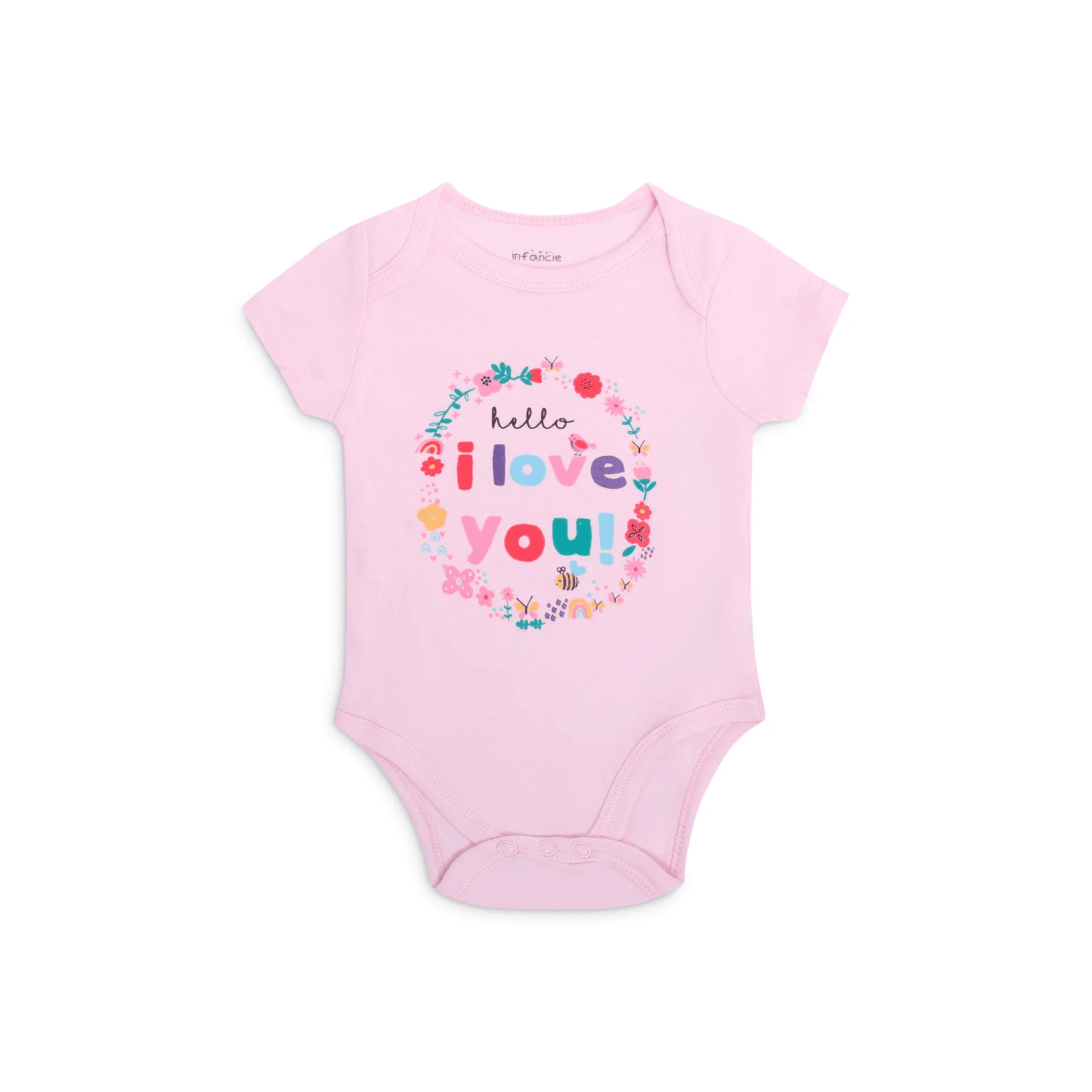 INFANCIE-110772 3-Pc Pure Cotton Short-Sleeved Baby Bodysuits (In the Garden)