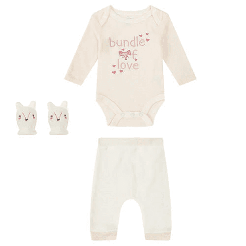 Mother's Choice- 110641 3 pc Winter set of Bodysuit, Mink Leggings and Mittens - Bundle of Love