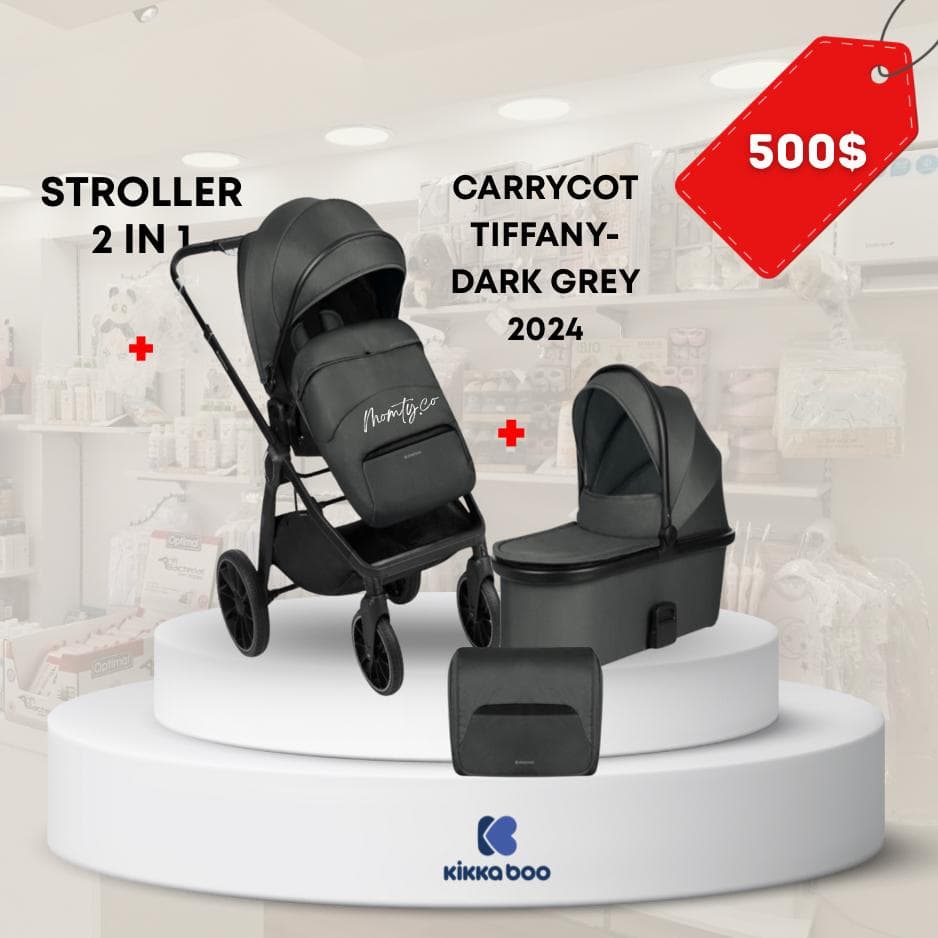 KikkaBoo®-109185 Stroller 2in1 with Carrycot Tiffany- Dark Grey 2024