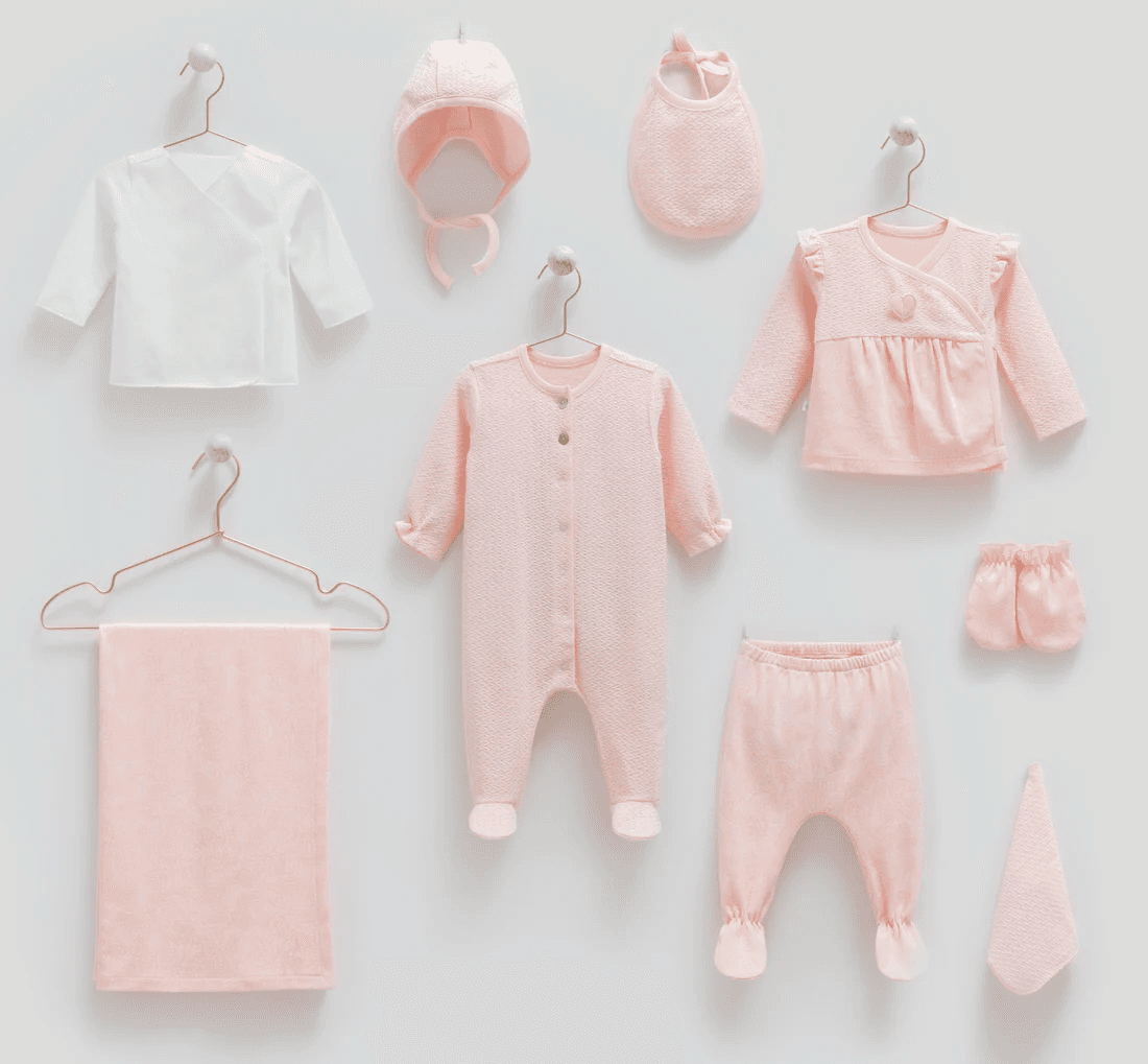 Caramell, Newborn hospital set, 10 Piece, Pink