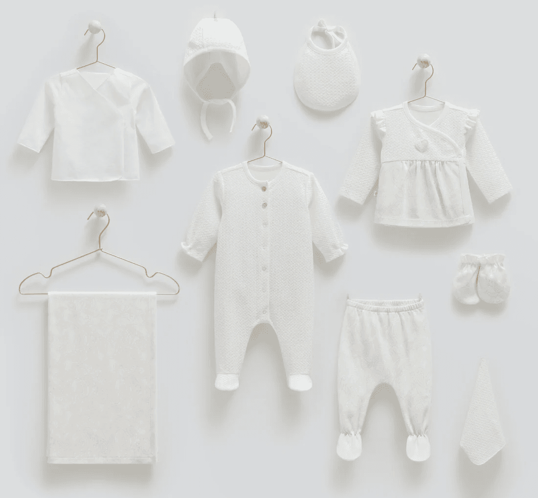 Caramell, Newborn hospital set, 10 pieces, white